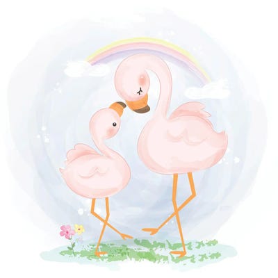 Mommy And Baby Flamingo by Art Mirano art print