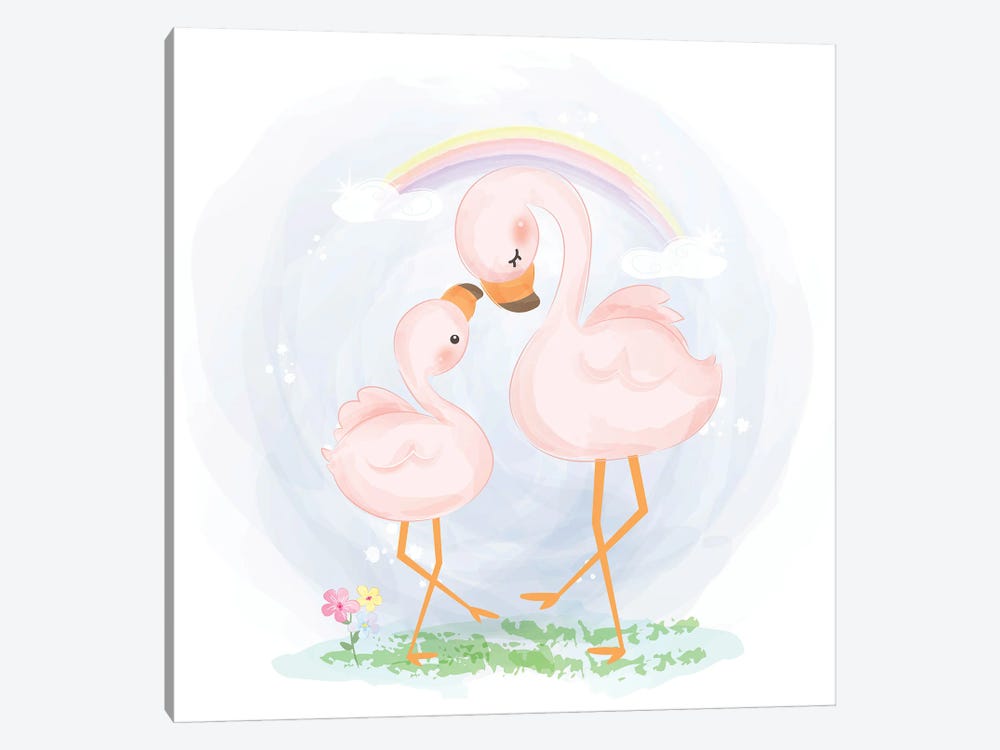 Mommy And Baby Flamingo by Art Mirano 1-piece Art Print