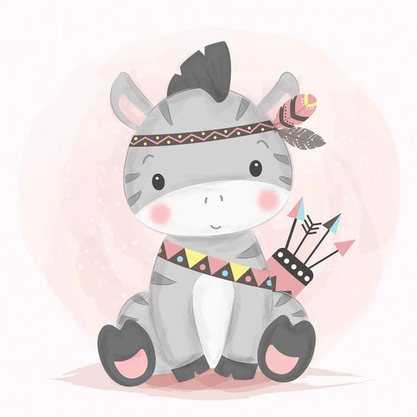 Feathers: Watercolor Style Baby Zebra Illustration by Art Mirano