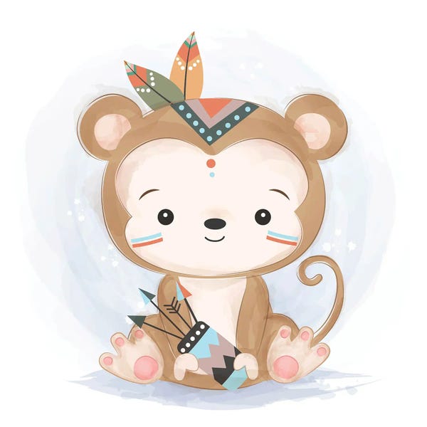 Feathers: Baby Monkey Illustration by Art Mirano