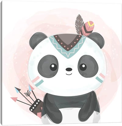Watercolor Panda Baby Canvas Art Print - Arrow Art
