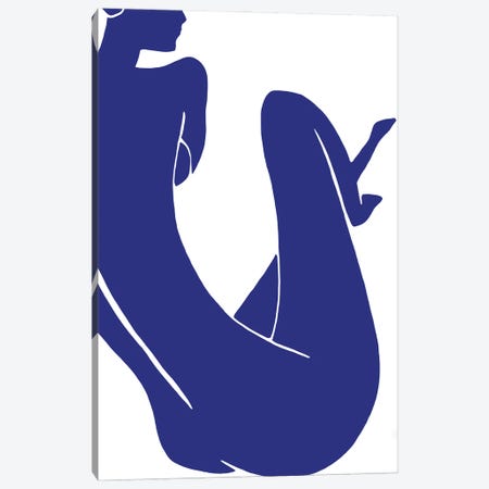 Blue Woman Minimalism Canvas Print #ARM582} by Art Mirano Canvas Wall Art