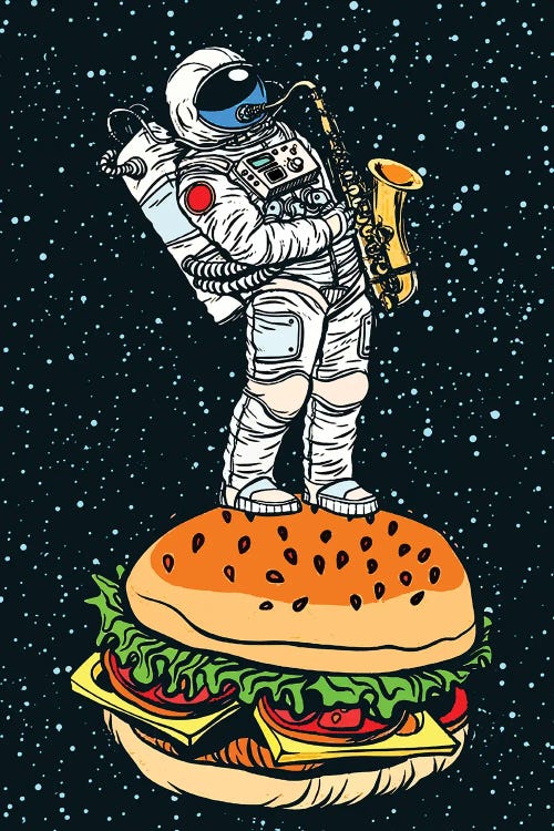 Astronaut On The Hamburger by Art Mirano wall art