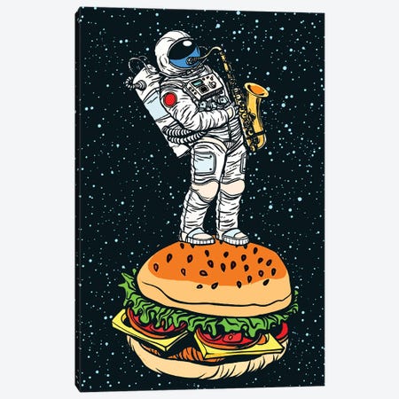 Astronaut On The Hamburger Canvas Print #ARM589} by Art Mirano Canvas Artwork