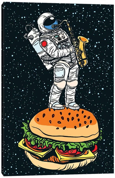 Astronaut On The Hamburger Canvas Art Print - Art Mirano