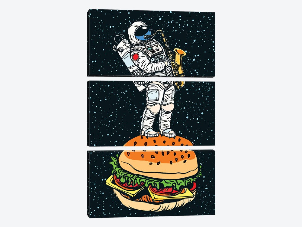 Astronaut On The Hamburger by Art Mirano 3-piece Canvas Print