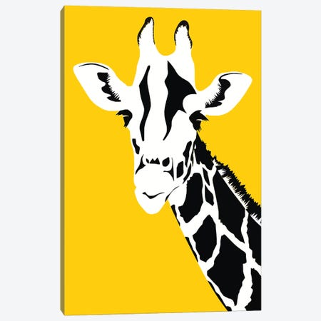 Giraffe On Yellow Canvas Print #ARM590} by Art Mirano Canvas Print