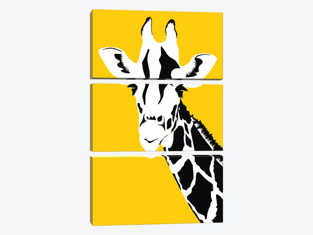 Giraffe On Yellow by Art Mirano 3-piece Canvas Art Print