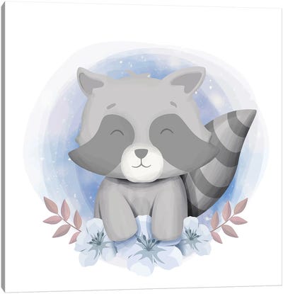 Baby Raccoon Smile Canvas Art Print - Raccoon Art