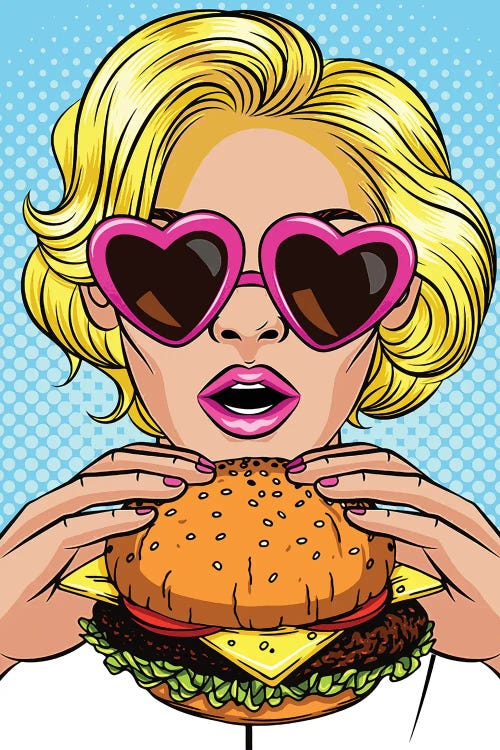 Blonde With A Hamburger by Art Mirano wall art