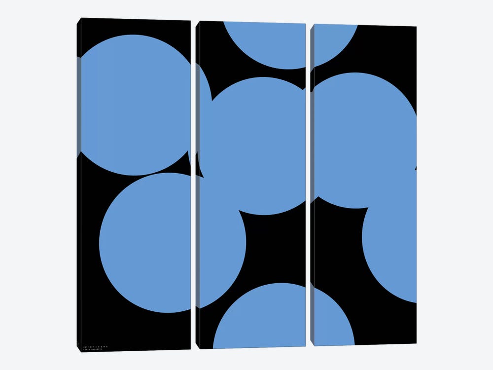 99 Blue Circles On Black by Art Mirano 3-piece Canvas Art Print