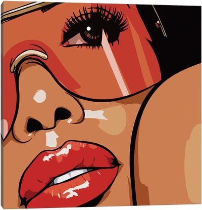 Woman In Sunglass Canvas Art Print - Lips Art