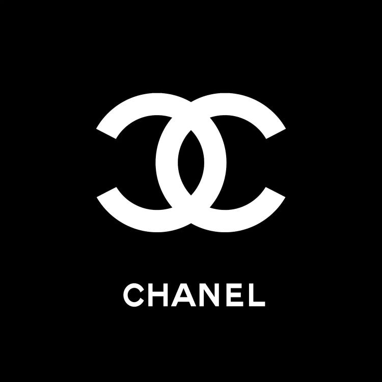 Chanel Big White Logo With White Frame In Black Background Throw