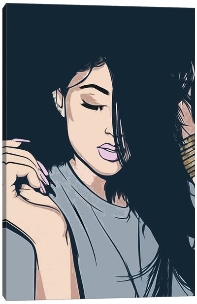 Girl With Black Hair Canvas Art Print - Art Mirano