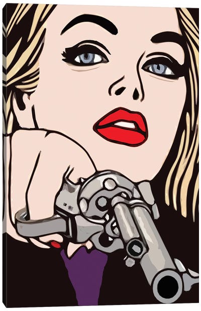 Woman And Gun Canvas Art Print - Art Mirano