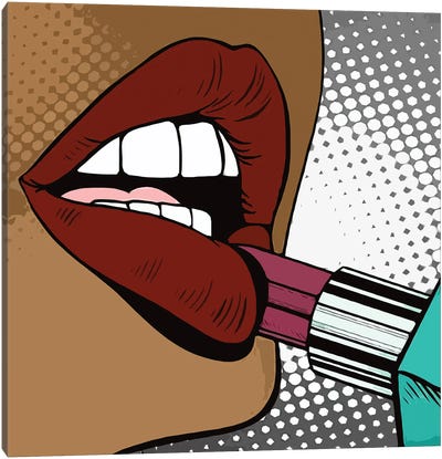 To Paint Lips With Lipstick Canvas Art Print - Make-Up Art