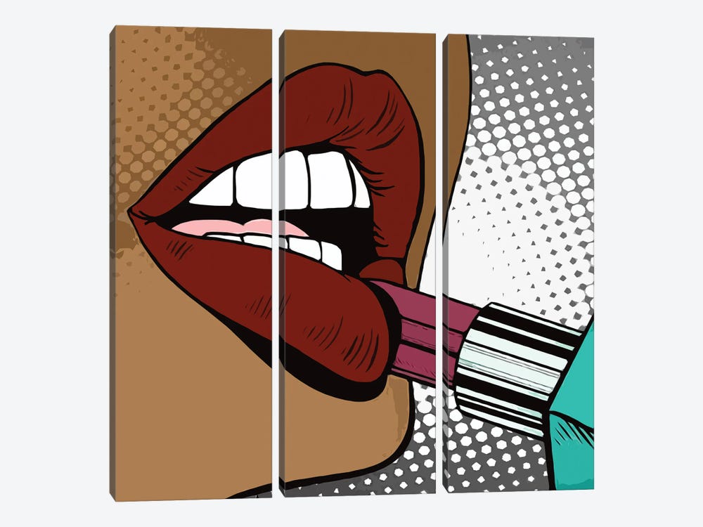To Paint Lips With Lipstick by Art Mirano 3-piece Canvas Print