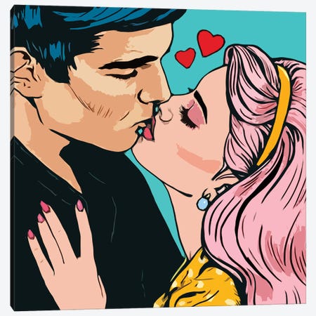 The Kiss Pop Art Canvas Print #ARM631} by Art Mirano Canvas Artwork
