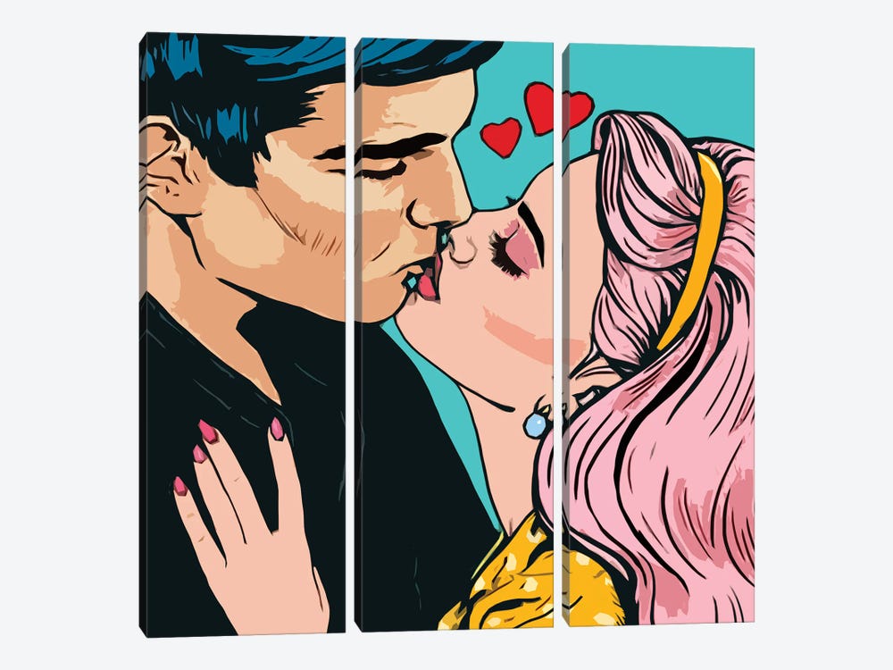 The Kiss Pop Art by Art Mirano 3-piece Canvas Wall Art