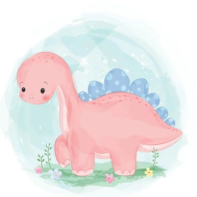 Pink Dinosaur Illustration by Art Mirano canvas print