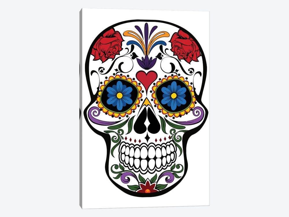 Skull With Flowers by Art Mirano 1-piece Canvas Print