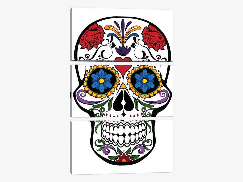 Skull With Flowers by Art Mirano 3-piece Art Print
