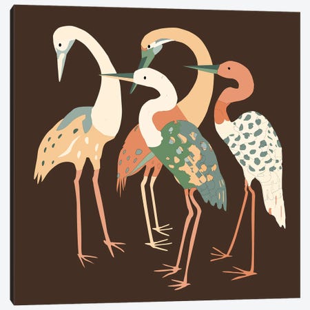 Birds On The Brown Illustration Canvas Print #ARM637} by Art Mirano Art Print