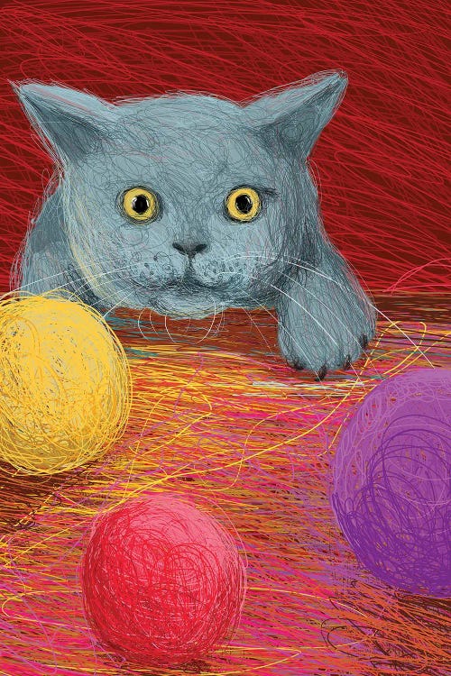 Kitty Play Illustration by Art Mirano wall art