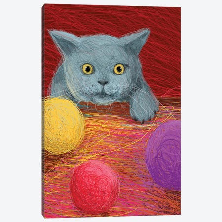 Kitty Play Illustration Canvas Print #ARM641} by Art Mirano Canvas Print