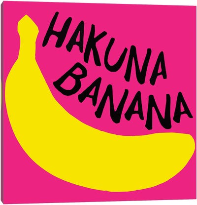 Banana Yellow Pink Fruit Coloring Illustration Canvas Art Print - Banana Art