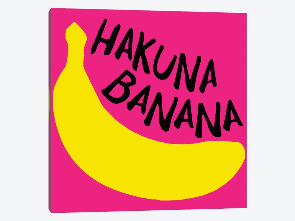 Banana Yellow Pink Fruit Coloring Illustration by Art Mirano 1-piece Canvas Wall Art
