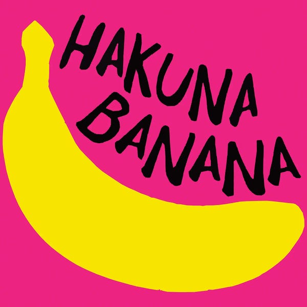 Art Mirano: Banana Yellow Pink Fruit Coloring Illustration by Art Mirano