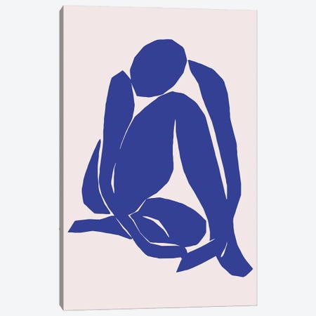 Navy Blue Woman Sitting Canvas Print #ARM646} by Art Mirano Canvas Wall Art