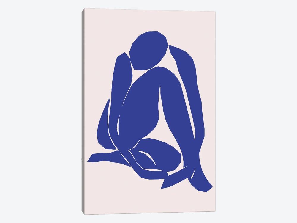 Navy Blue Woman Sitting by Art Mirano 1-piece Canvas Artwork