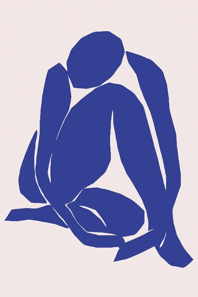 All Things Matisse: Navy Blue Woman Sitting by Art Mirano