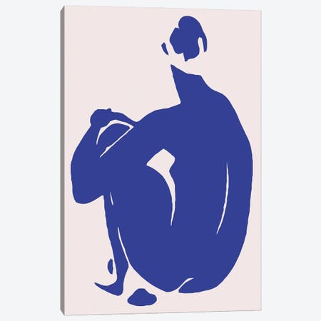 Navy Blue Woman Sitting II Canvas Print #ARM647} by Art Mirano Canvas Wall Art