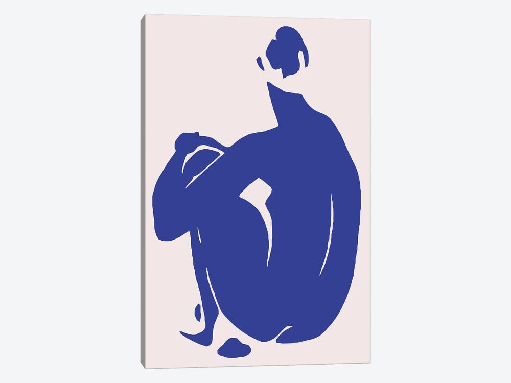Navy Blue Woman Sitting II by Art Mirano 1-piece Art Print