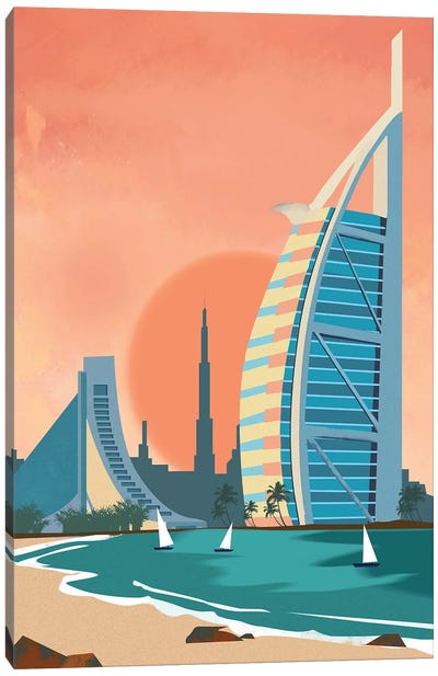 Сity Dubai Architectural Scenery Canvas Art Print - City Sunrise & Sunset Art