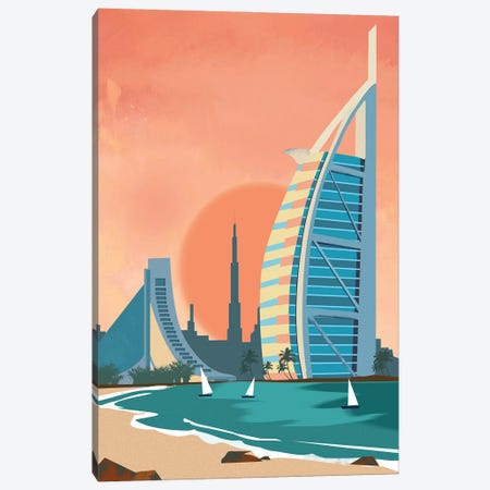 Сity Dubai Architectural Scenery Canvas Print #ARM651} by Art Mirano Canvas Artwork