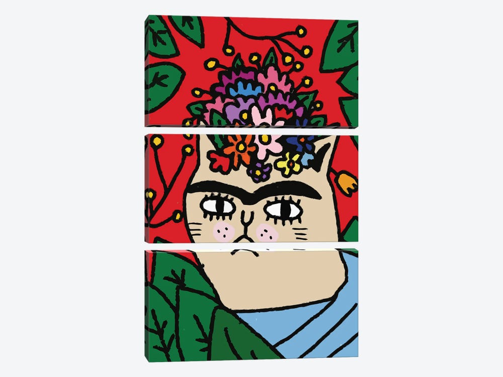 Cat Frida Kahlo De Rivera by Art Mirano 3-piece Art Print