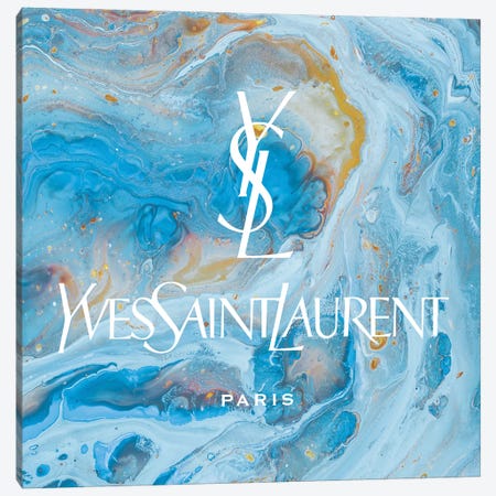 Yves Saint Laurent Blue Abstract YSL Canvas Print #ARM658} by Art Mirano Canvas Wall Art