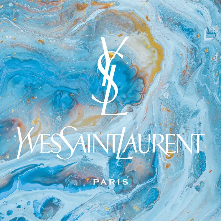 Yves Saint Laurent Blue Abstract YSL