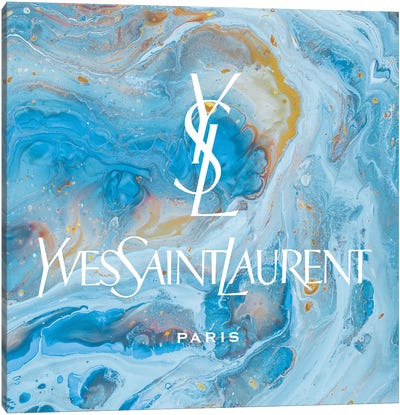 Yves Saint Laurent Blue Abstract YSL Canvas Art Print - Yves Saint Laurent Art