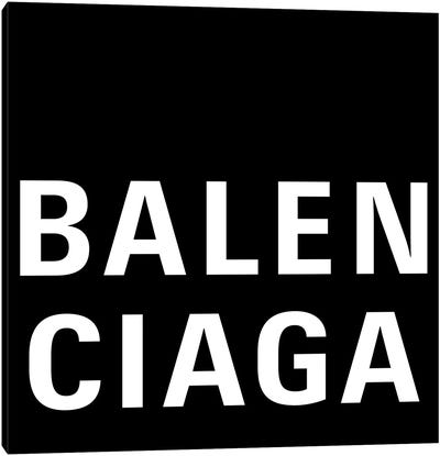 Bb Big Balenciaga Black Canvas Art Print - Fashion Typography