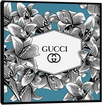 Blue Gucci In Lílium Flowers Canvas Art Print - Gucci Art
