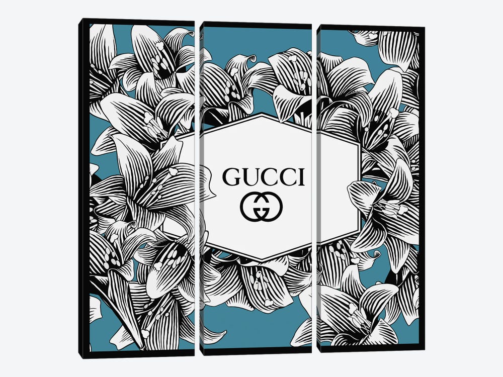 Blue Gucci In Lílium Flowers 3-piece Canvas Art