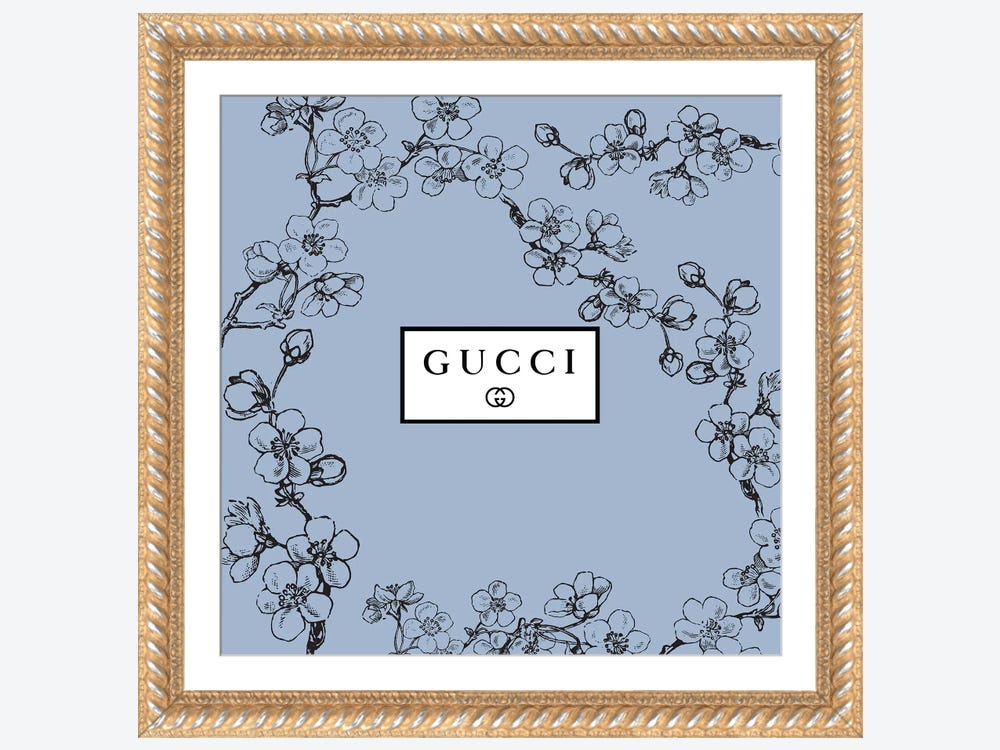 Art Mirano Large Canvas Prints - Blue Gucci in Lílium Flowers ( Fashion > Fashion Brands > Gucci art) - 48x48 in