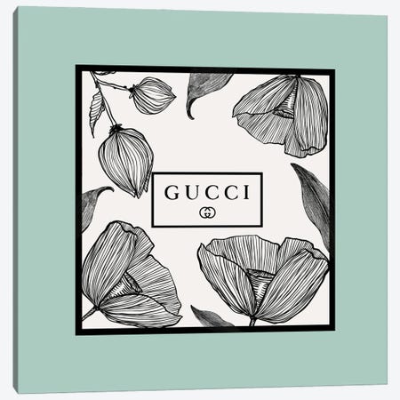 Mint Frame Gucci Flowers Canvas Print #ARM674} by Art Mirano Art Print