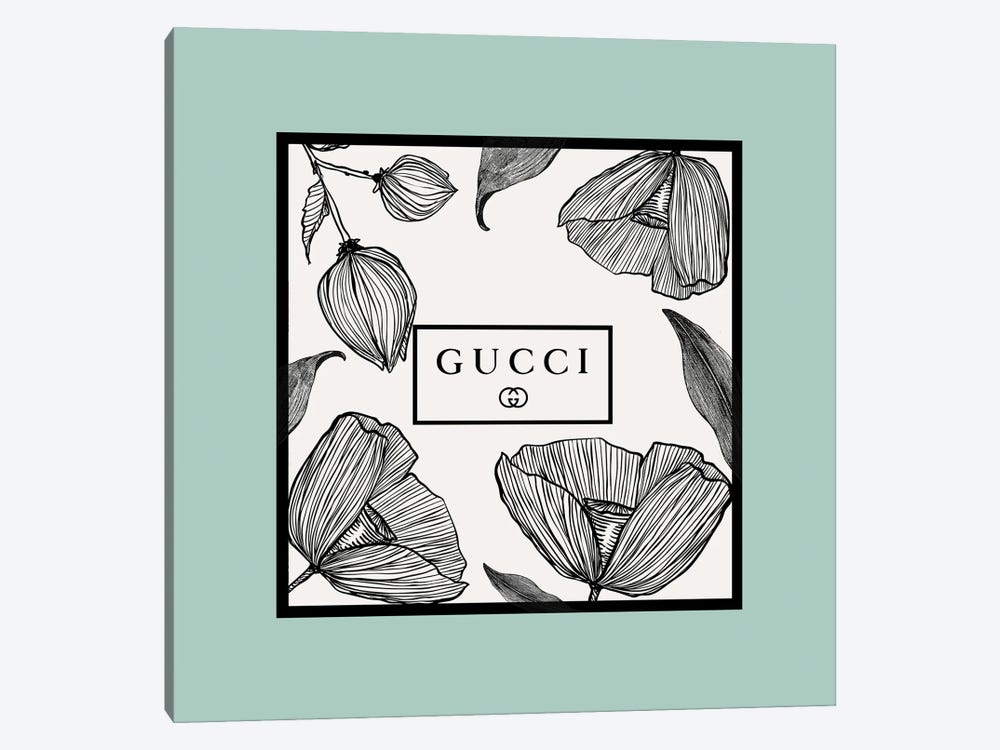 Mint Frame Gucci Flowers by Art Mirano 1-piece Canvas Art Print