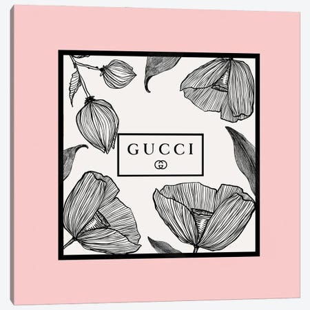 Pink Frame Gucci Flowers Canvas Print #ARM675} by Art Mirano Canvas Print